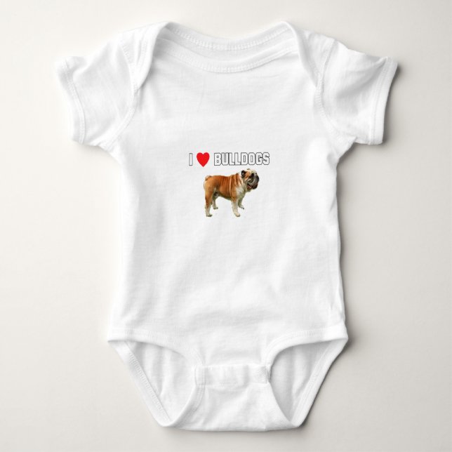 T-shirt Eu amo buldogues (Frente)