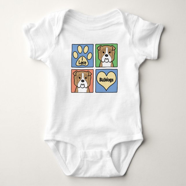 T-shirt Eu amo buldogues (Frente)