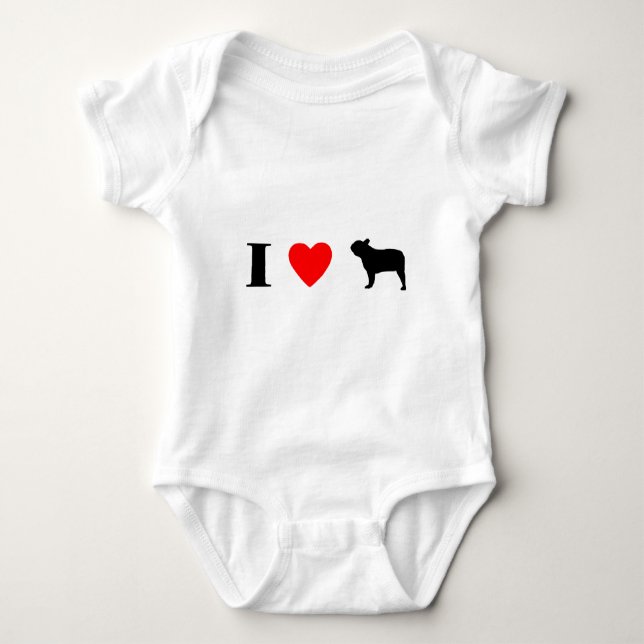T-shirt Eu amo buldogues franceses (Frente)