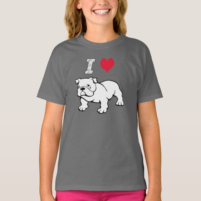 T-shirt Eu Amo Bulldog (Frente)