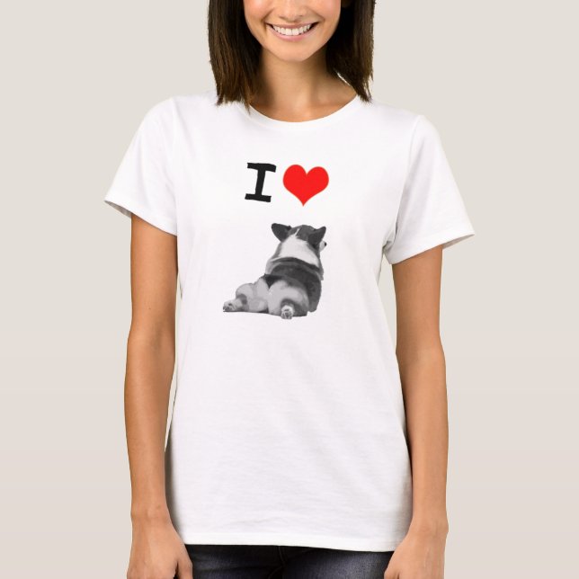 T-shirt Eu amo bumbuns do Corgi (Frente)