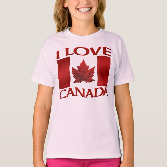 T-shirt Eu amo Canadá Jersey Canadá Souvenir Sports Shirt (Frente)
