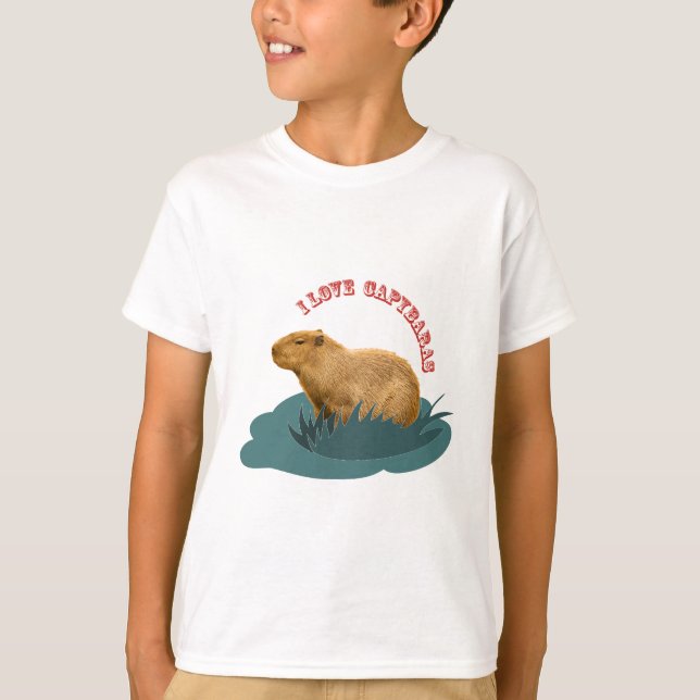 T-shirt Eu Amo Capivaras Amante de Capivara Fofa (Frente)