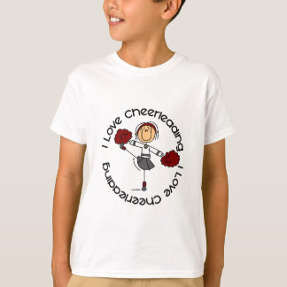 T-shirt Eu amo Cheerleading a figura cheerleader da vara