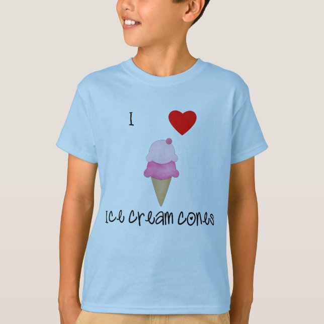 T-shirt Eu amo cones do sorvete (Frente)