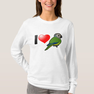 T-shirt Eu amo Conures Obscuro-dirigido