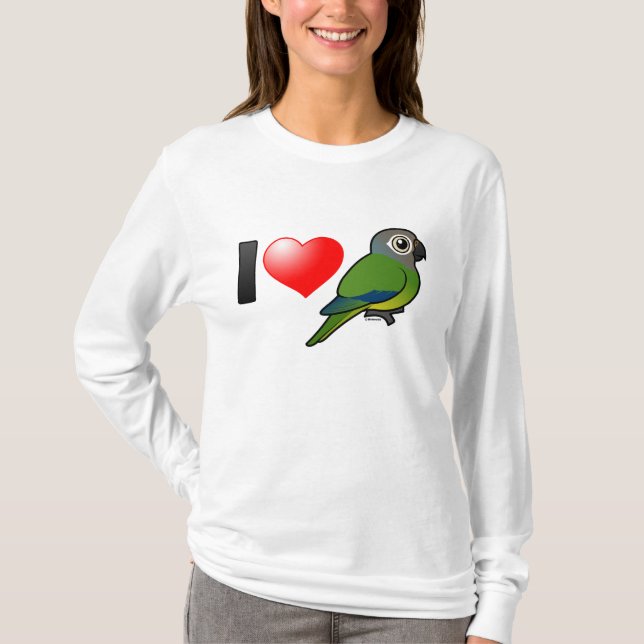 T-shirt Eu amo Conures Obscuro-dirigido (Frente)