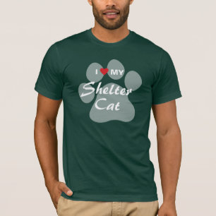 T-shirt Eu amo (coração) meu gato do abrigo