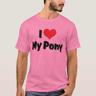 T-shirt Eu Amo Coração Meu Pônei - Amante de Cavalos