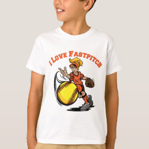 T-shirt Eu amo Fastpitch, alaranjado