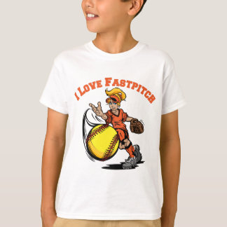 T-shirt Eu amo Fastpitch, alaranjado