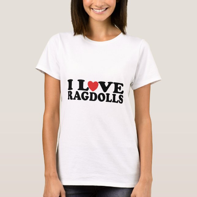 T-shirt Eu amo gatos de Ragdoll (Frente)