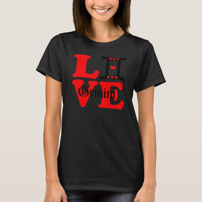 T-shirt ♊! Eu Amo Gemini-Melhor Sinal Zodiac Fit Burnout (Frente)