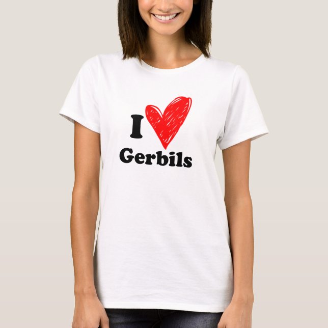 T-shirt Eu amo Gerbils (Frente)