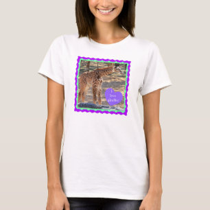 T-shirt Eu amo girafas! Bebê bonito quadro roxo & verde d