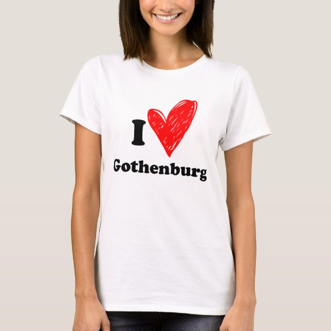 T-shirt Eu amo Gotemburgo (Frente)