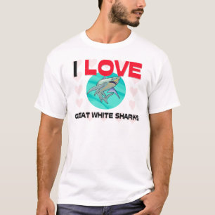 T-shirt Eu amo grandes tubarões brancos