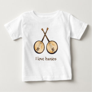 T-shirt Eu Amo Instrumentos De Música Banjo