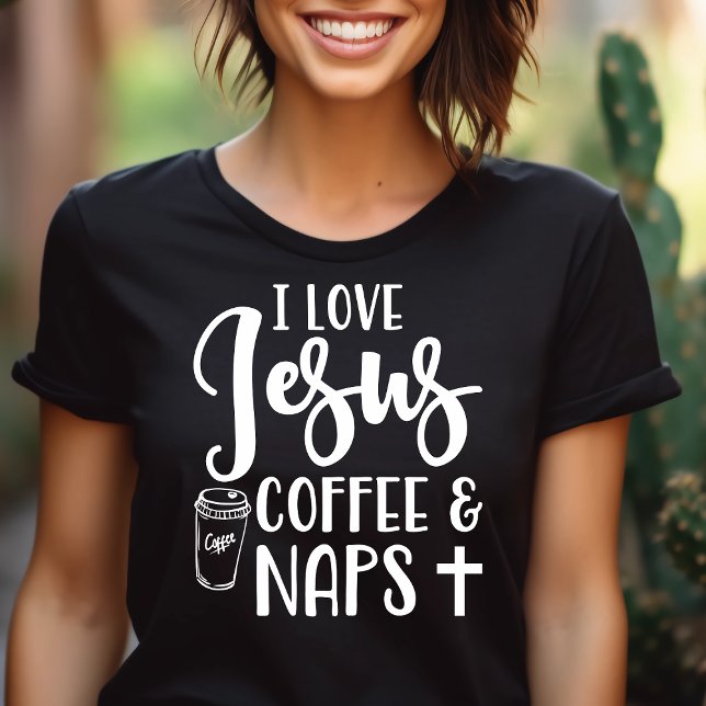 T-shirt Eu Amo Jesus Café e Sonecas (Criador carregado)