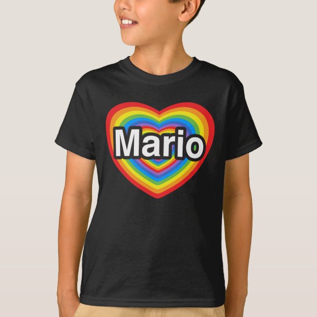 T-shirt Eu amo Mario. Eu te amo Mario. Coração (Frente)