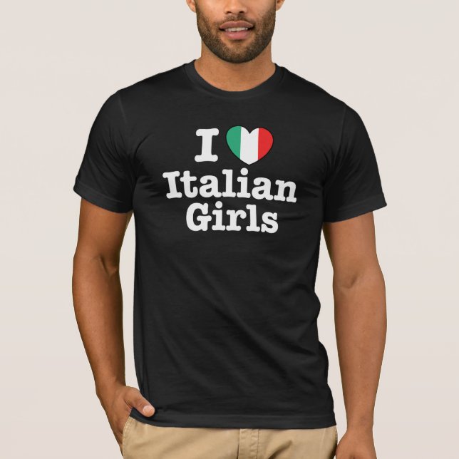 T-shirt Eu Amo Meninas Italianas (Frente)