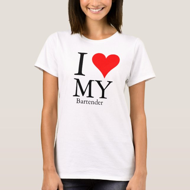 T-shirt Eu amo meu barman (Frente)