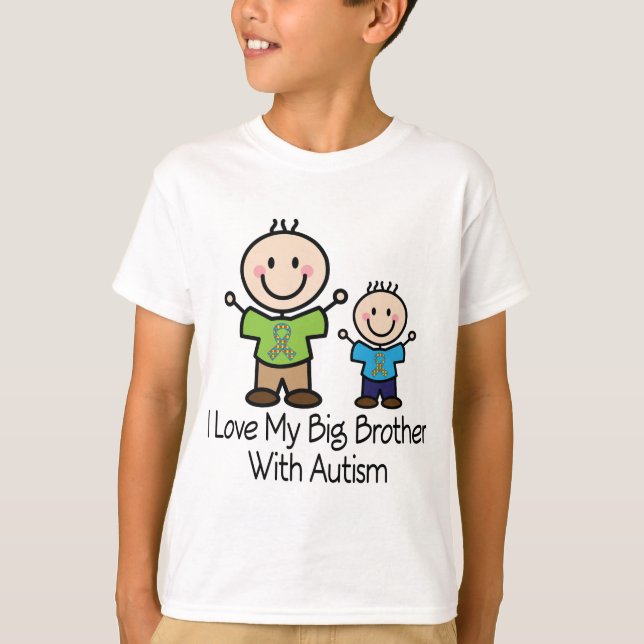 T-shirt Eu amo meu big brother com autismo (Frente)