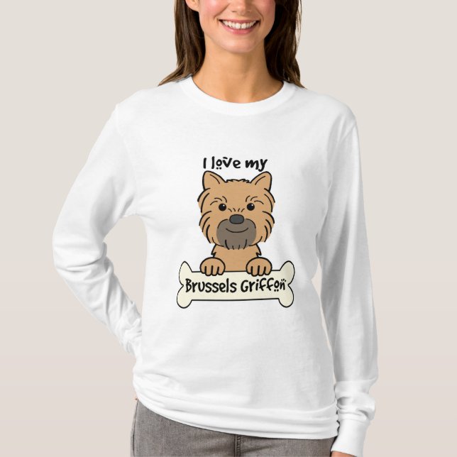 T-shirt Eu amo meu Bruxelas Griffon (Frente)