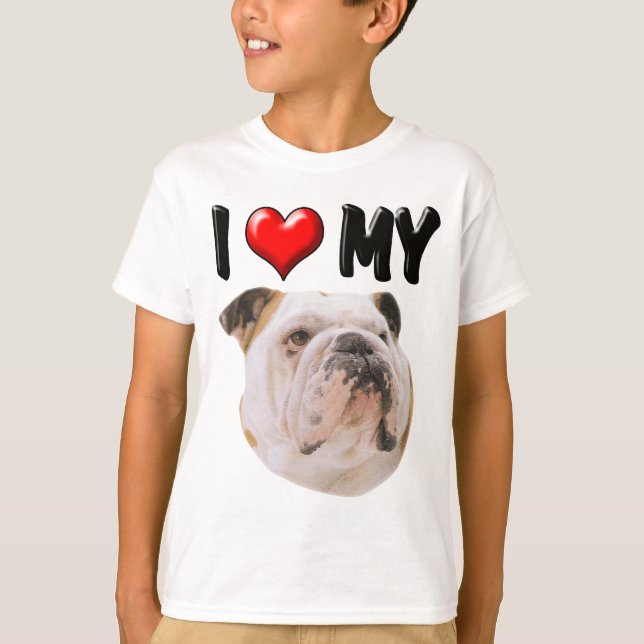 T-shirt Eu amo meu buldogue (Frente)