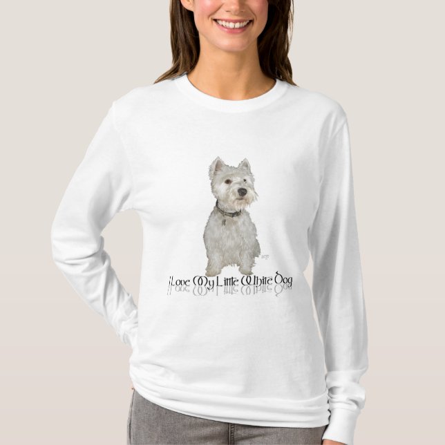 T-shirt Eu Amo Meu Cachorrinho Branco - Westie (Frente)