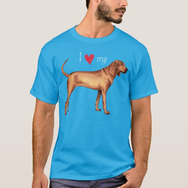 T-shirt Eu amo meu Coonhound de Redbone (Frente)