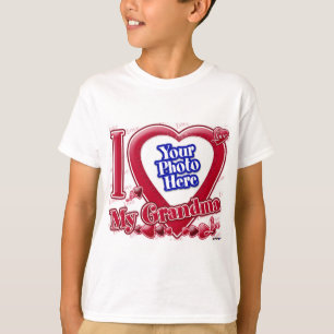 T-shirt Eu amo meu coração vermelho da vovó - foto