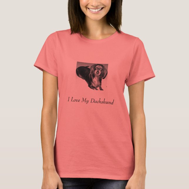 T-shirt Eu Amo Meu Dachshund (Frente)