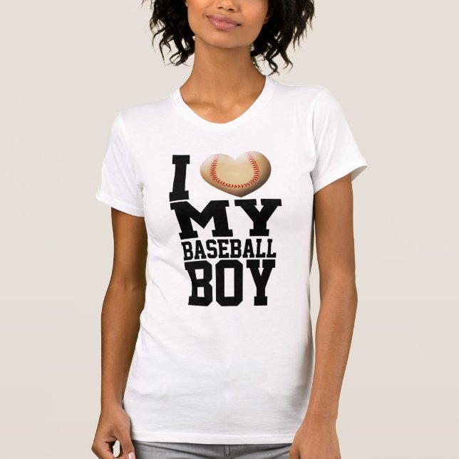 T-shirt Eu amo meu menino do basebol (Frente)