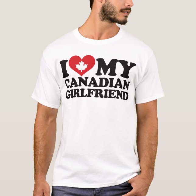 T-shirt Eu amo meu namorada canadense (Frente)
