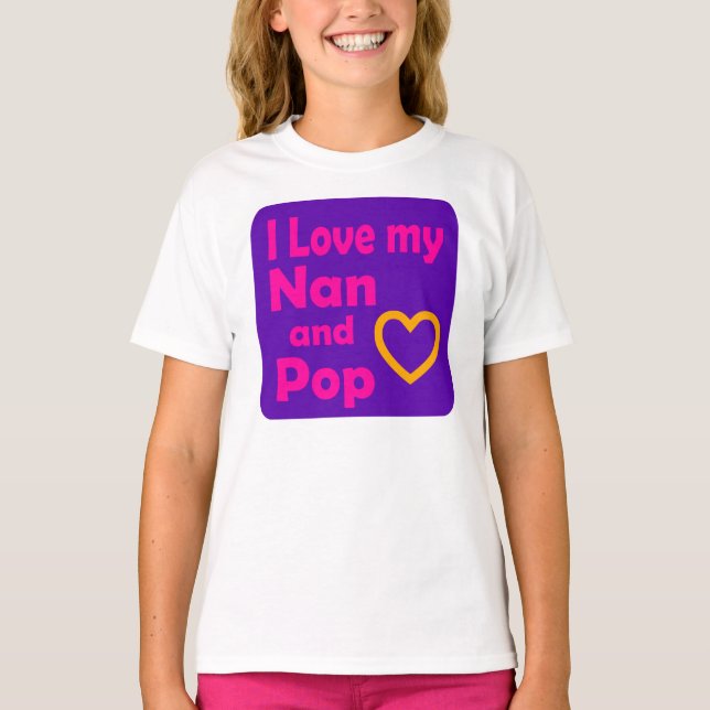 T-shirt Eu amo meu Nan e Pop (meninas) (Frente)