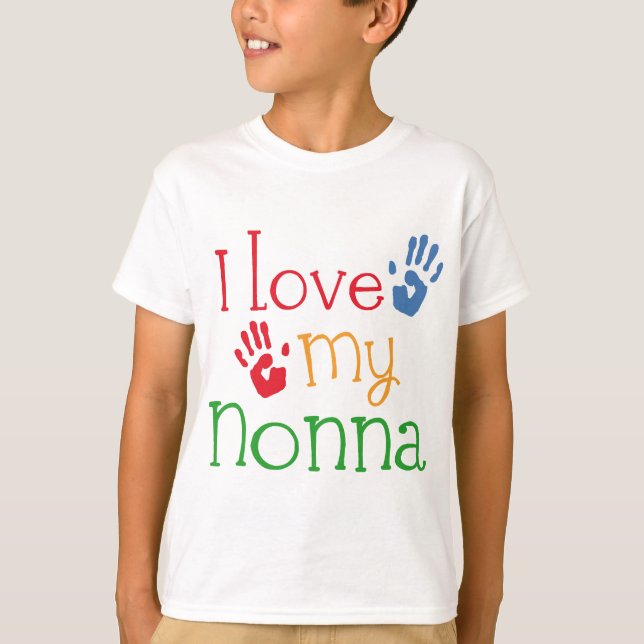 T-shirt Eu amo meu Nonna Handprints (Frente)
