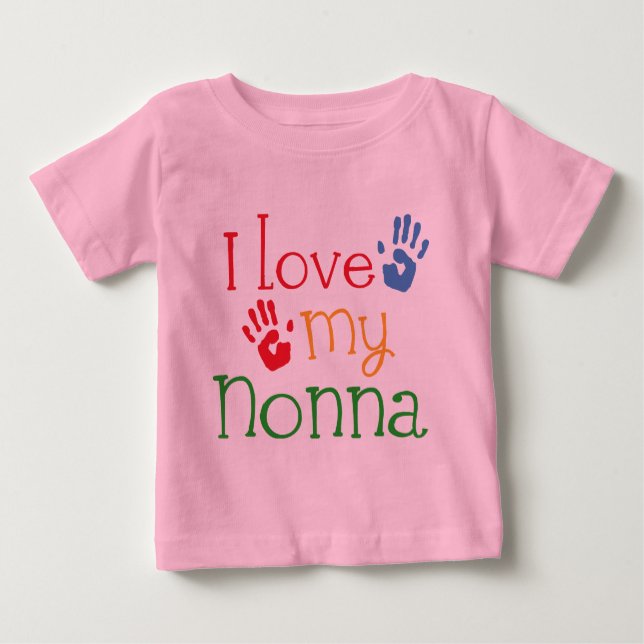 T-shirt Eu amo meu Nonna Handprints (Frente)