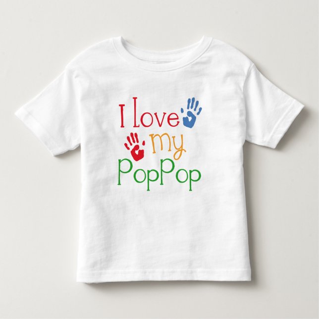 T-shirt Eu amo meu PopPop (Handprints) (Frente)