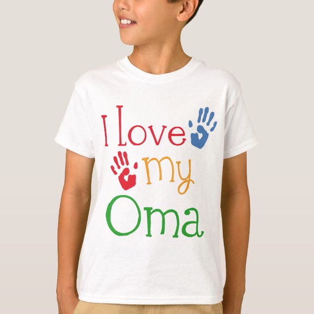 T-shirt Eu amo meu presente Handprints de Oma (Frente)