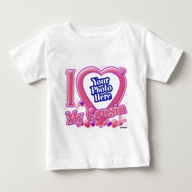 T-shirt Eu amo meu primo rosa/roxo - foto (Frente)