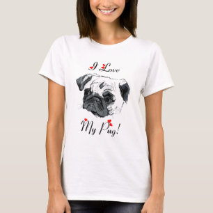 T-shirt Eu amo meu Pug! Bonito