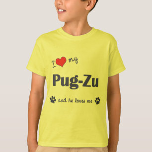 T-shirt Eu amo meu pug-Zu (o cão masculino)