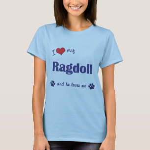 T-shirt Eu amo meu Ragdoll (o gato masculino)