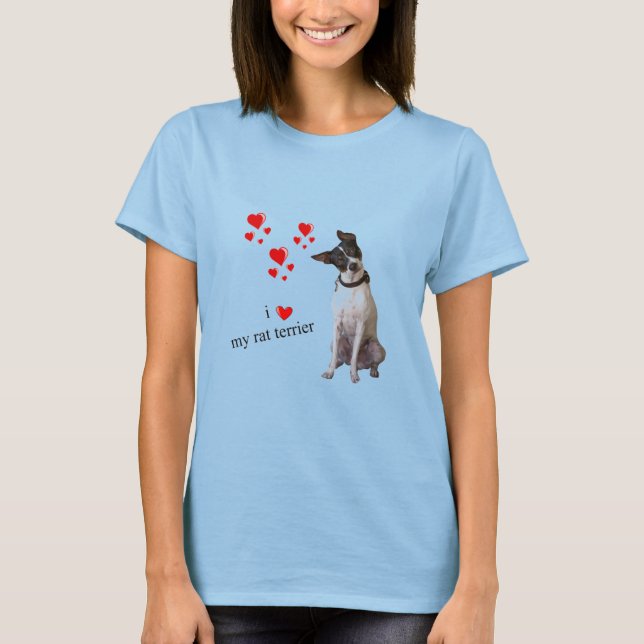 T-shirt Eu amo meu Rat Terrier (Frente)