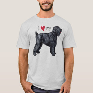 T-shirt Eu amo meu russo preto Terrier