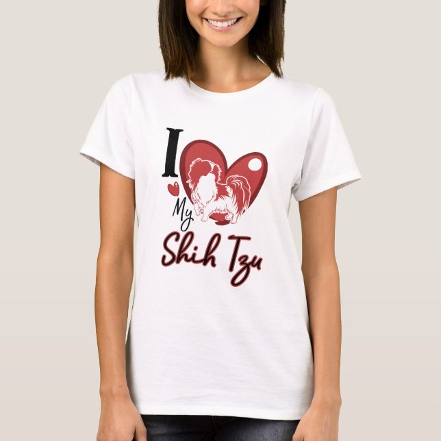 T-shirt Eu amo meu Shih Tzu (Frente)