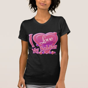 T-shirt Eu Amo Meu Soldado rosa/roxo - coração
