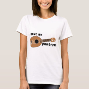T-shirt Eu amo meu Ukulele do abacaxi