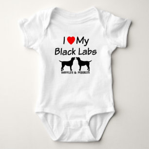 T-shirt Eu Amo Meus Dois Laboratórios Pretos